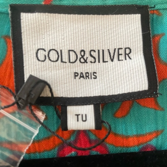 Gold & Silver Paris Dress Sz TU/OS Floral Boho Embroidered Beaded Caftan India - Picture 5 of 16